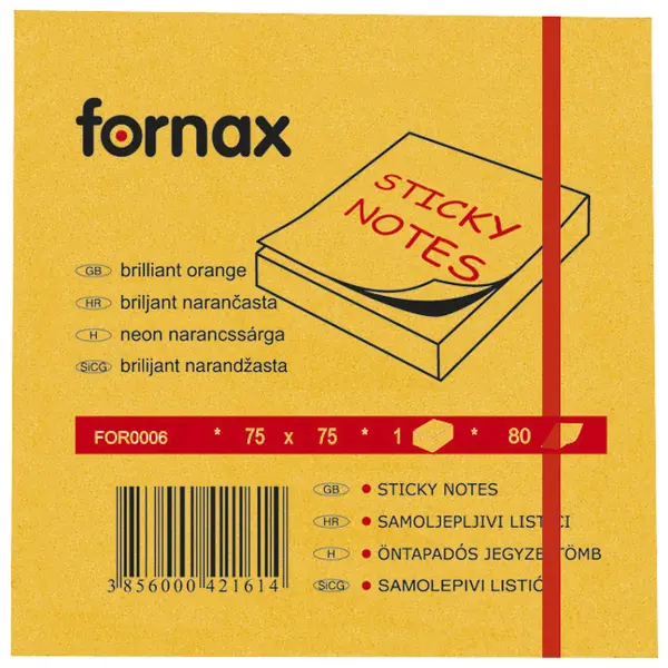 Samoljepljivi listići   75x75mm   80/1  neon narančasti  FORNAX