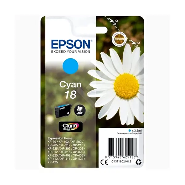Tinta EPSON C13T18024012/T1802 (XP-225) cyan
