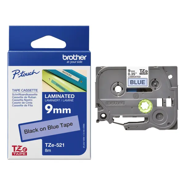 35117 Vrpca   9mm x 8m BROTHER TZE521 crni tekst/plava vrpca