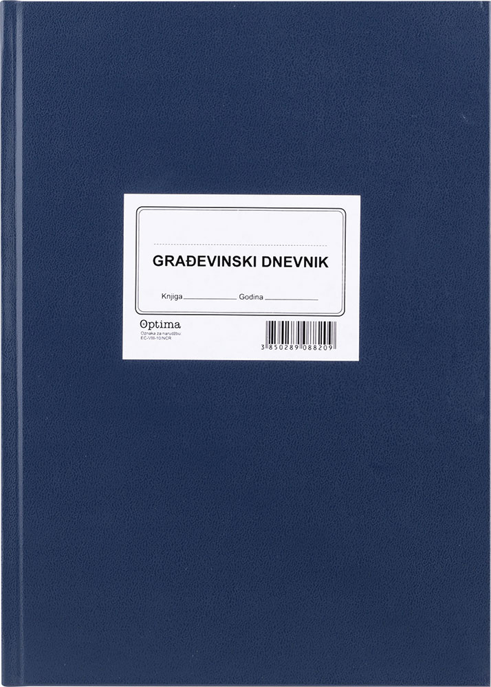 220373-EC Građevinski dnevnik TVRDI uvez EC-VIII-10/NCR num. OPTIMA P10