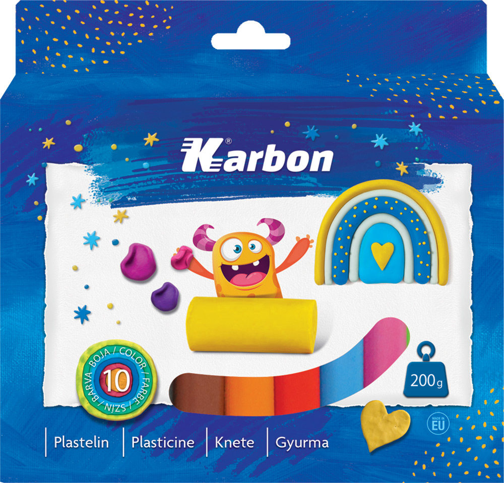 234078-EC Plastelin KARBON 200 g karton 10 boja P87