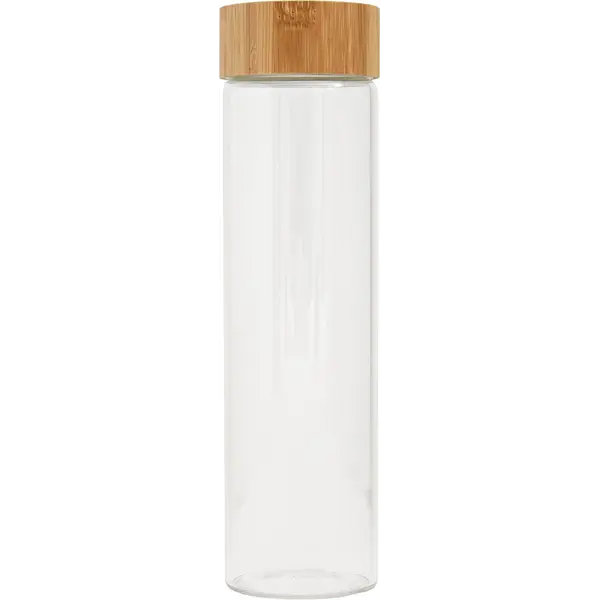 237606-EC Boca za vodu staklena RIVER BAMBOO 600 ml, poklopac od bambusa P1/25