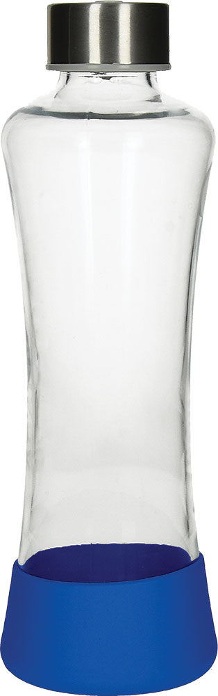 237612-EC Boca za vodu staklena Flow 550ml plava u silikonskom etuiju P24