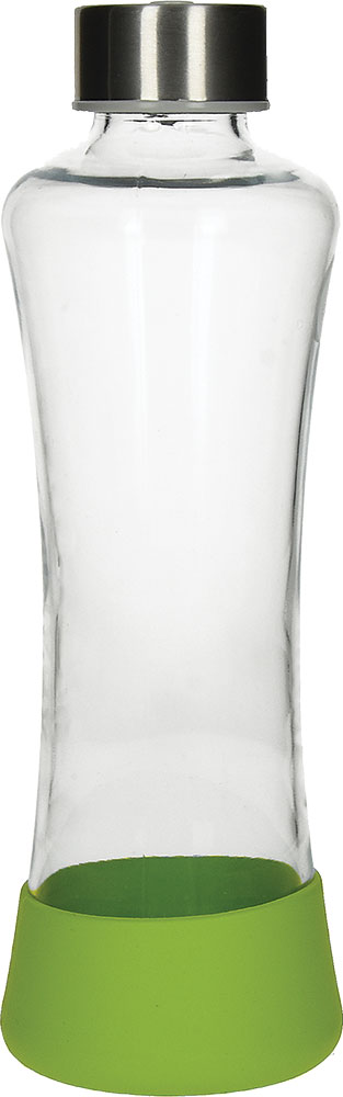 237613-EC Boca za vodu staklena Flow 550ml zelena u silikonskom etuiju P24