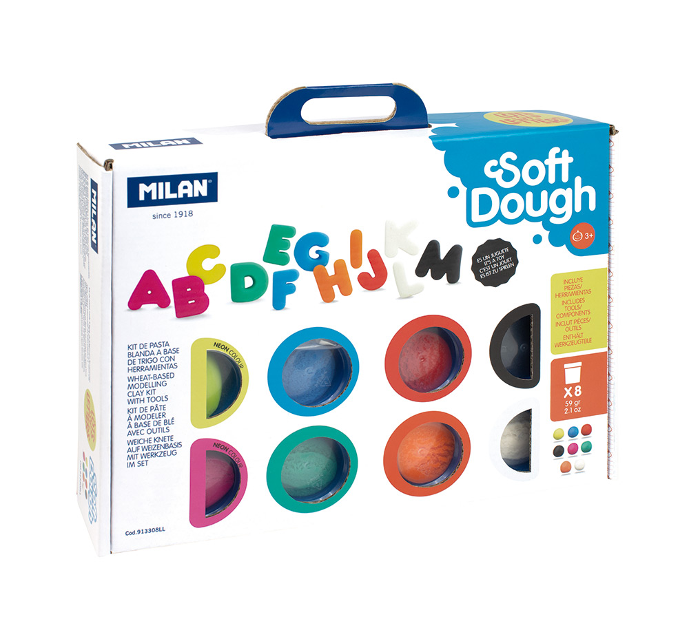 245321-EC Plastelin MILAN Soft Dough Lots of Letters set 8 boja x 59g P6