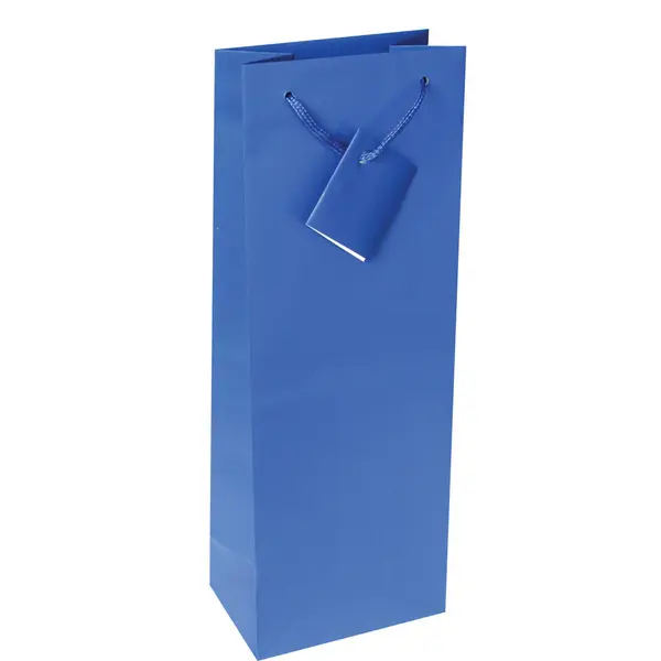 214142-EC Vrećica boca veća jednobojna mat plava 13x36x8,5cm 71454 P12/144