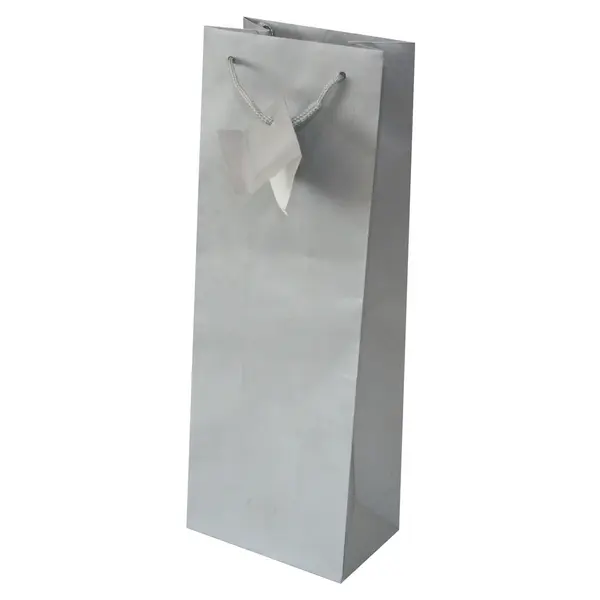 217021-EC Vrećica boca veća jednobojna mat srebrna 13x36x8,5cm 71712 P12/144