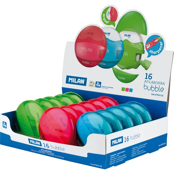 220093-EC Gumica+šiljilo MILAN Bubble sort display P16/48/864