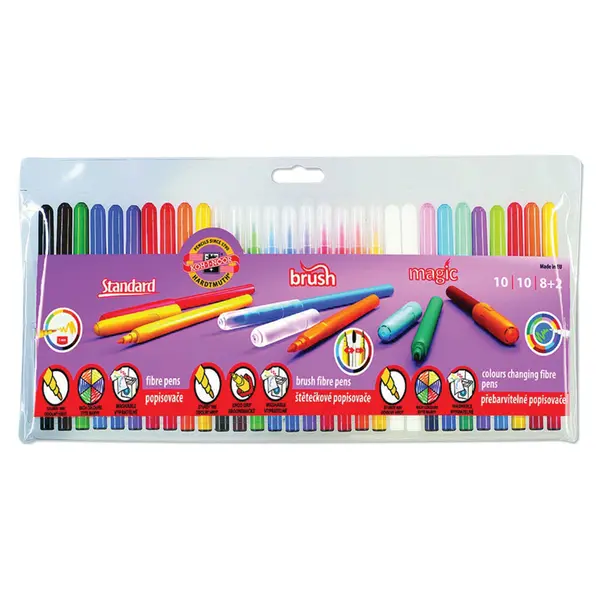 221800-EC Flomasteri 30/1 KOH-I-NOOR set:10školskih+10magic+10brush bls P12
