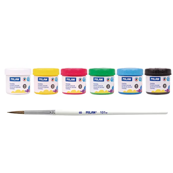 225421-EC Tempera set 6 boja X 40ml MILAN sa kistom i paletom za miješanje boja P20