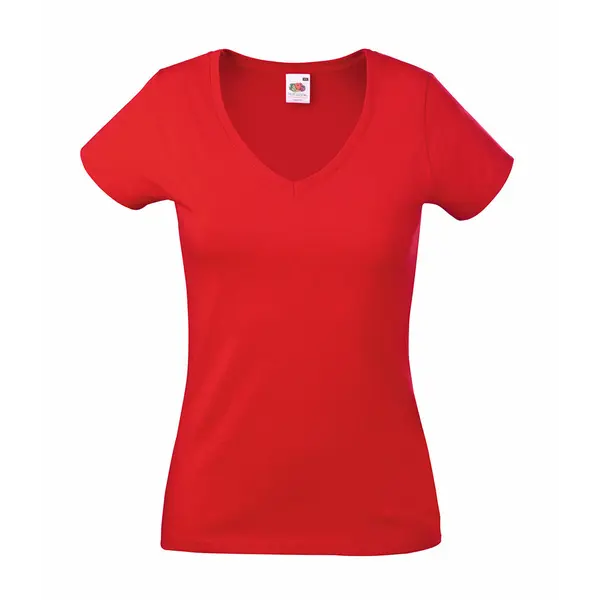 232901-EC Majica FOL T-shirt KR Lady-fit Valeuw. V-neck 165g crvena M P36