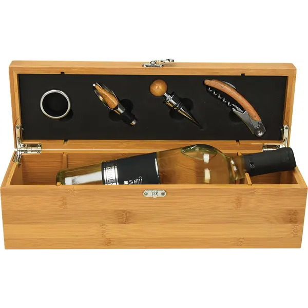 233583-EC Set vinski Cipro 4-djelni s pretincem za vino od bambusa P1/8