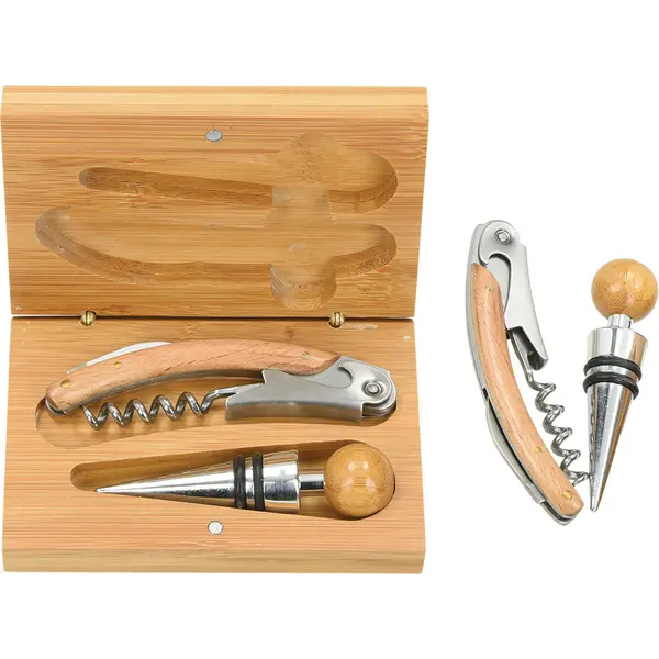 233585-EC Set vinski Kerner, 2-djelni u kutiji od bambusa 13x9x3,3cm  P1/24