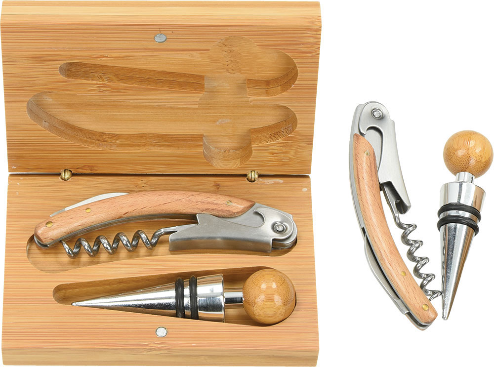 233585-EC Set vinski Kerner, 2-djelni u kutiji od bambusa 13x9x3,3cm  P1/24