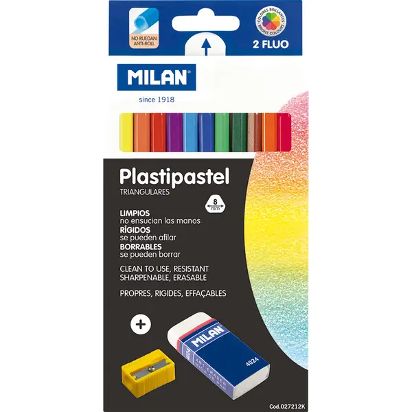234794-EC Boje voštane 12/1 MILAN Plastipastel+šiljilo+gumica P12/96
