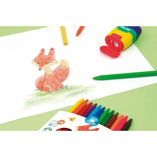 234794-EC Boje voštane 12/1 MILAN Plastipastel+šiljilo+gumica P12/96