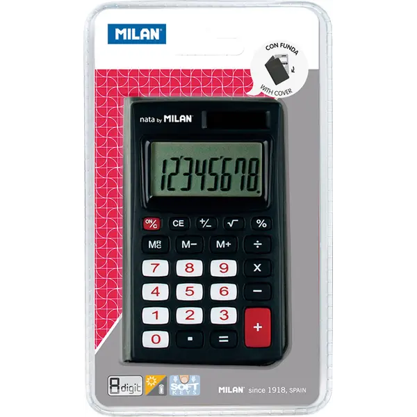 234864-EC Kalkulator MILAN komerc.džepni  150208KBL crni u etuiu bls P15/30