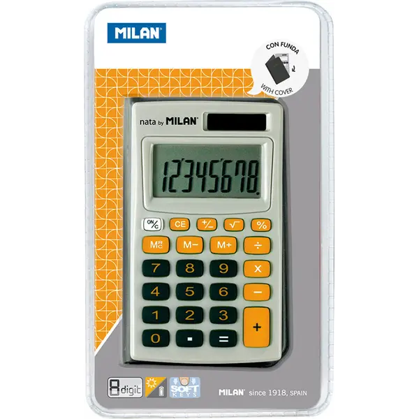 234865-EC Kalkulator MILAN komerc.džepni  150208OBL žuti u etuiu bls P15/30