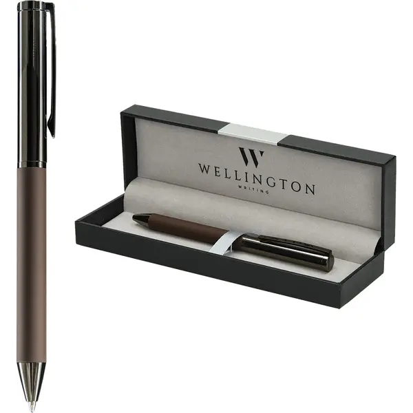 236292-EC Set pisaći Wellington Stamford ol.kem. smeđa u poklon kutiji P1/100