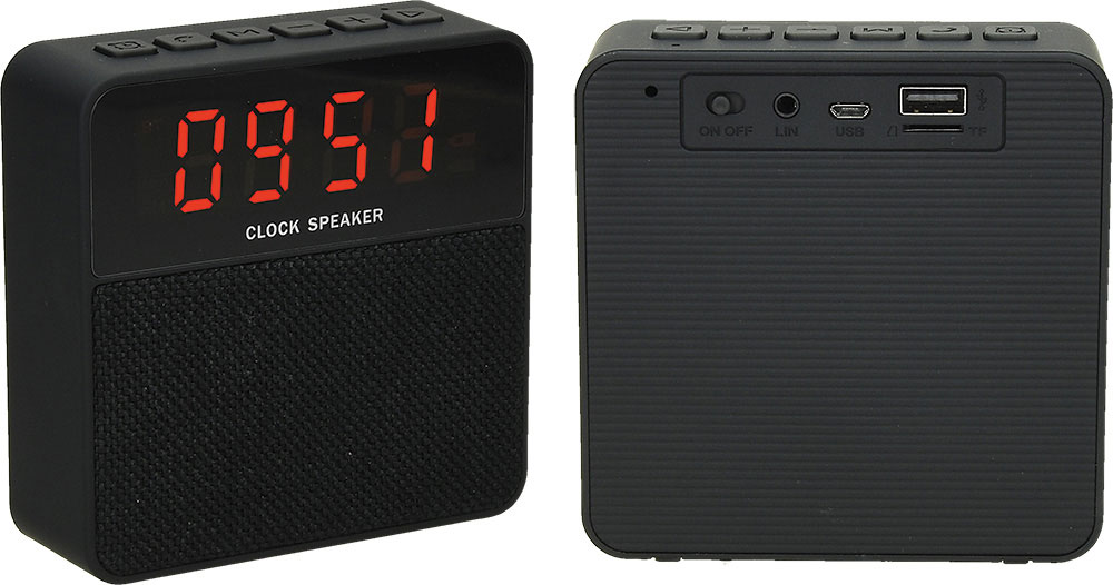 236334-EC Zvučnik bluetooth FM Quadro crni sa radio prijamnikom i satom P1/25