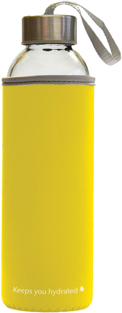 236438-EC Boca za vodu staklena Stream Color 500ml žuta / sivi rub, mutno staklo P1/48