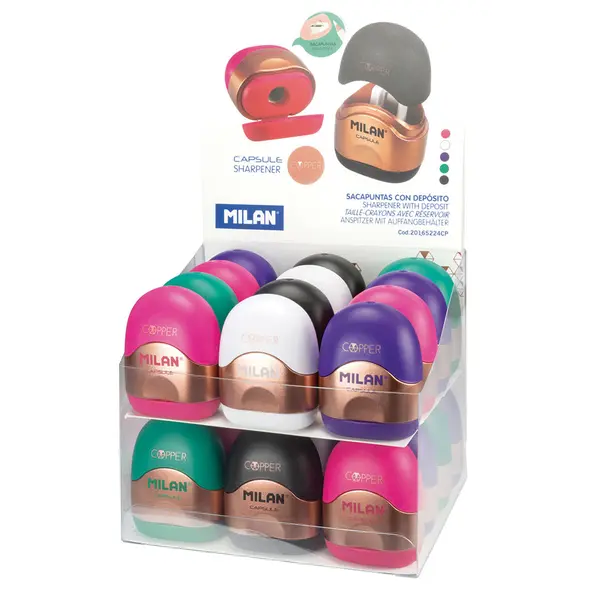 236987-EC Šiljilo plastično 1 rupa s kućištem MILAN CAPSULE Copper P24/288