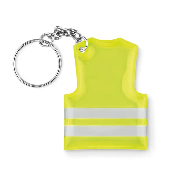 236988-EC Privjesak za ključeve oblik reflektirajućeg prsluka PVC žuti 4,3x0,2x6 cm