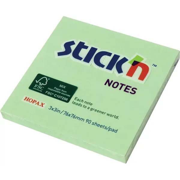 237338-EC Blok samolj. STICK'N 76x76 pastel zeleni FSC 90L 21565 P12/216