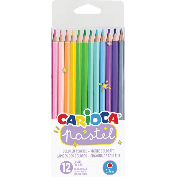 238120-EC Boje drvene 12/1 duge CARIOCA Pastel 43034 bls P12/72