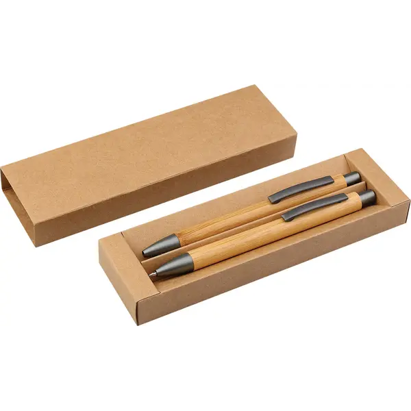 238519-EC Set pisaći Bamboo kem. ol. + tehnička ol. u natur poklon kutijici