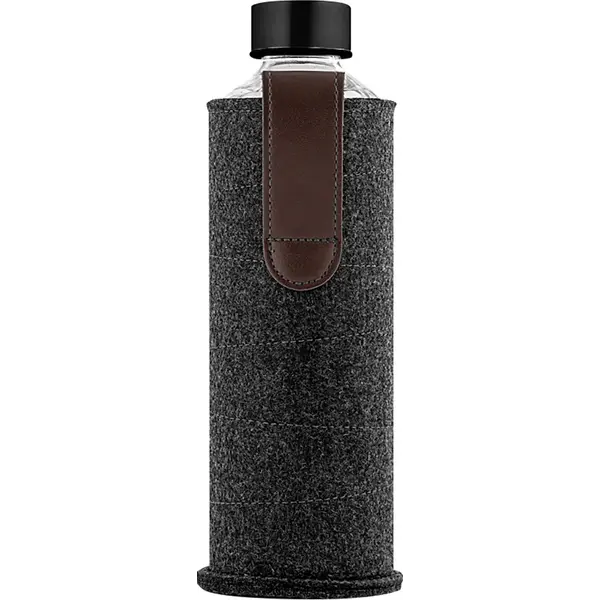 238736-EC Boca za vodu staklena Spring 600ml crna antracit u etuiju od filca P1/25