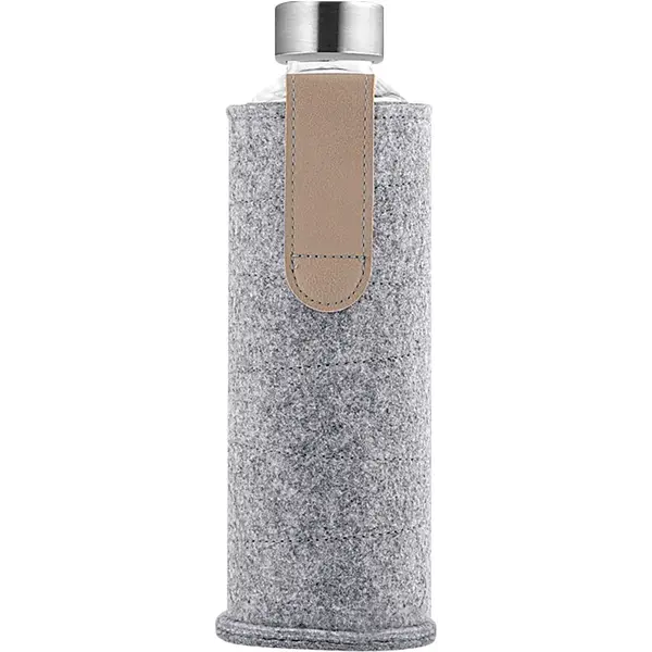238737-EC Boca za vodu staklena Spring 600ml siva u etuiju od filca P1/25