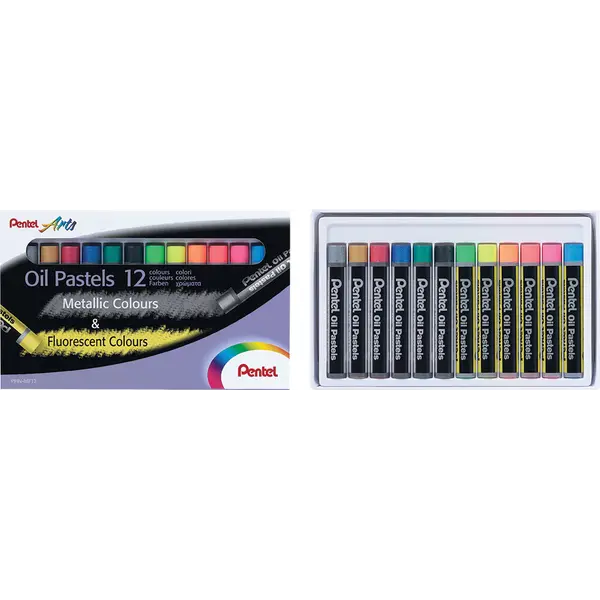 239578-EC Pastele uljne PENTEL PHN-MF12 mix 6 metalik+6 fluo boja P12/144