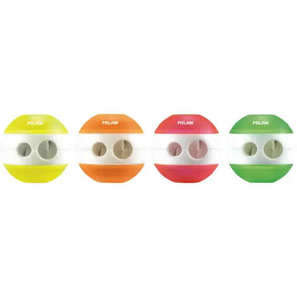 239610-EC Šiljilo plastično 2 rupe MILAN Sphere Fluo sort display P24/144/1728
