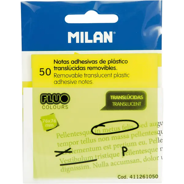 239617-EC Blok samoljepivi MILAN 76x76 50L Fluo žuti prozirni P18/216