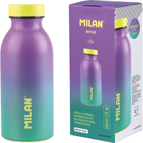 239620-EC Boca za vodu MILAN Sunset zeleno-lila 354ml, isotermalna, nehrđajući čelik P12