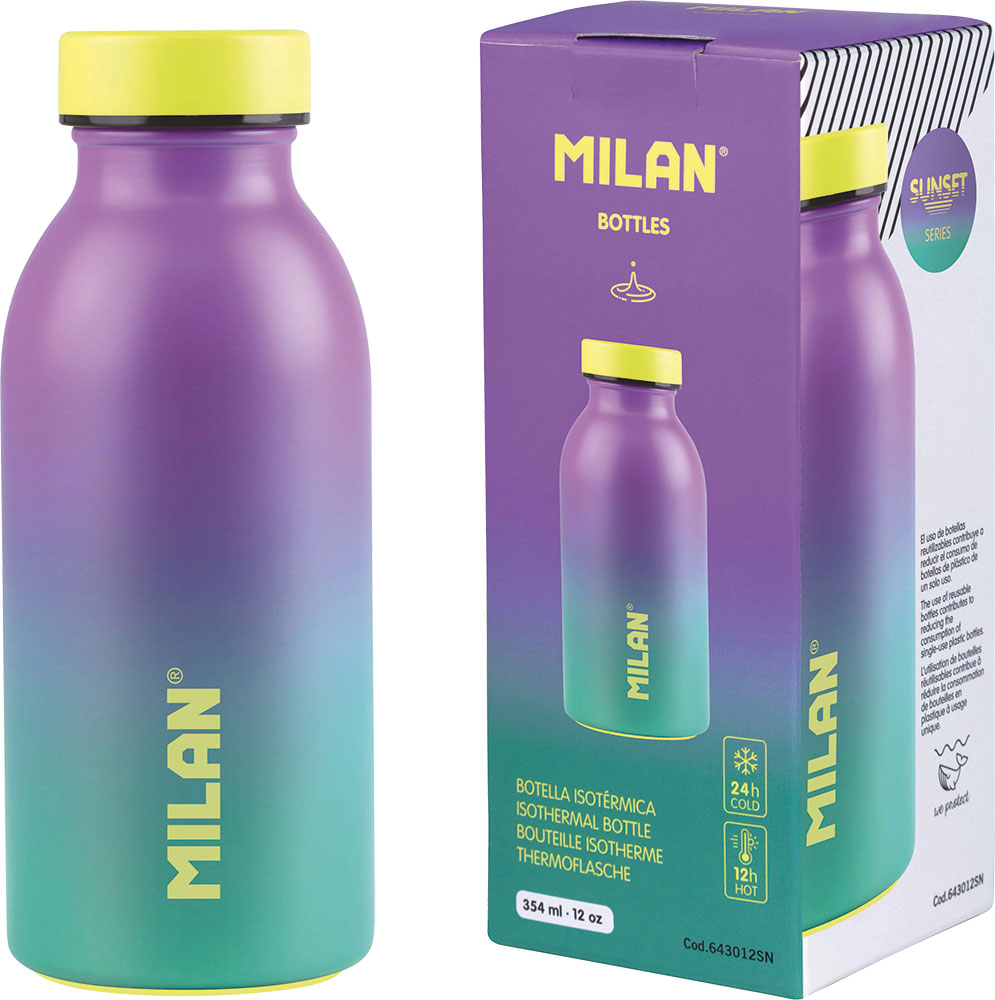 239620-EC Boca za vodu MILAN Sunset zeleno-lila 354ml, isotermalna, nehrđajući čelik P12