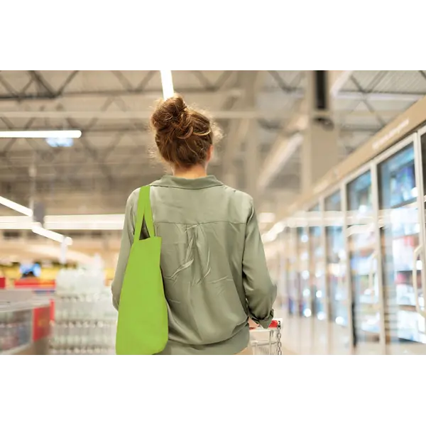 239832-EC Torba shopping pamučna 140g Cottonel limeta zelena duga ručka, 38x42cm