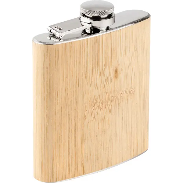239870-EC Pljoska Bamboo 175ml od nehrđajućeg čelika prevučena bambusom 9x2x11cm