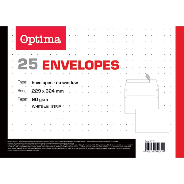 240343-EC Kuverta 229x324 C4 strip bijela 90gr. OPTIMA 230308 250/1