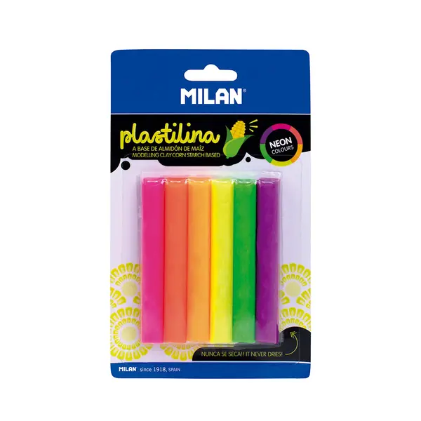 241730-EC Plastelin MILAN Plastilina 6 boja neon 70g bls P12
