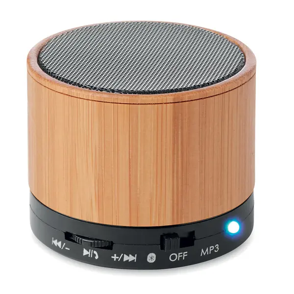 242258-EC Zvučnik Round Bamboo 4.20 bežični od bambusa, ABS i LED svjetlom