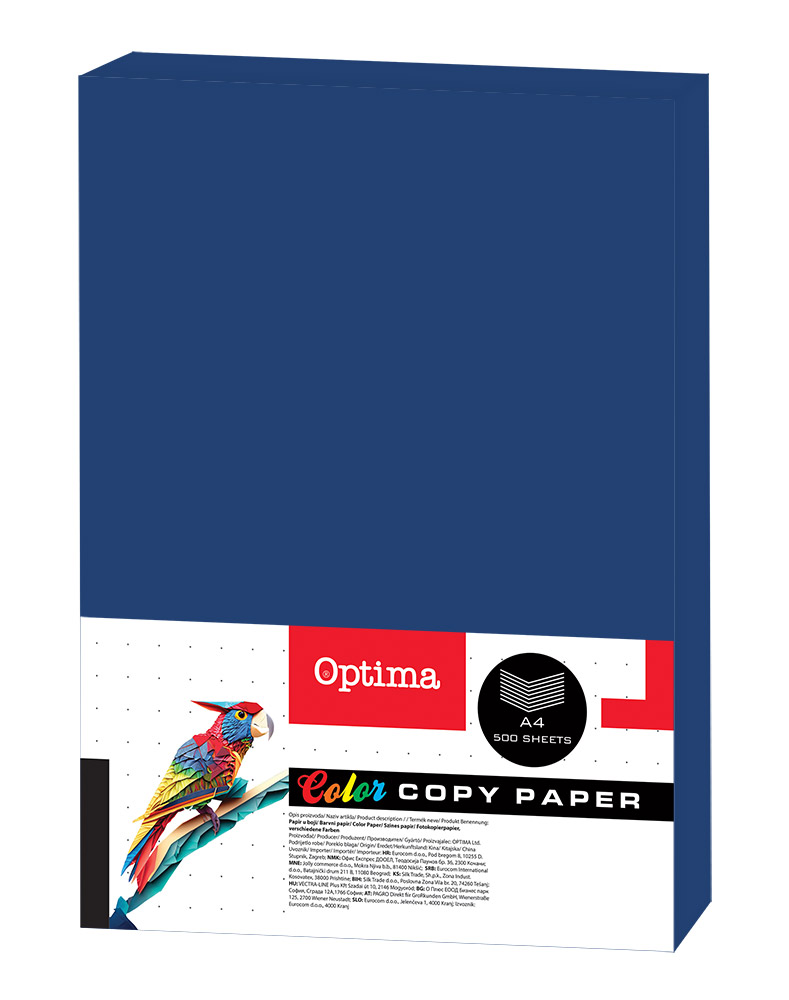 242679-EC Papir fotok.OPTIMA A4 intenziv DEEP BLUE 80gr. 500/1 UC401 P5