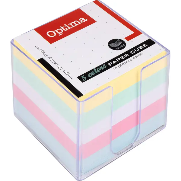 242971-EC Blok kocka 9x9x9cm OPTIMA u PVC kutiji mix 5 pastel boja, 22944 P24