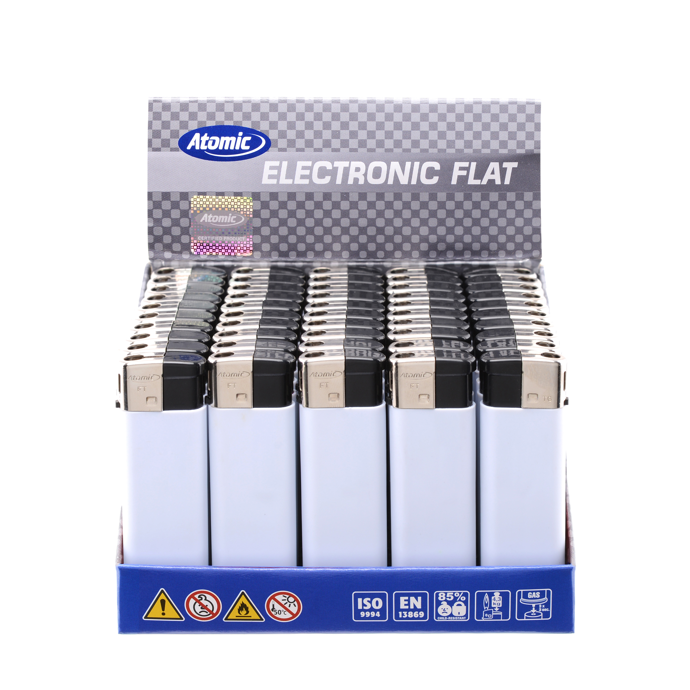 243529-EC Upaljač Atomic CR FLAT bijeli Rubber mat 3607204 P50/1000