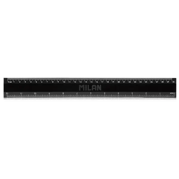 244585-EC Ravnalo 30cm MILAN plastično crno Shadow blister P24/288
