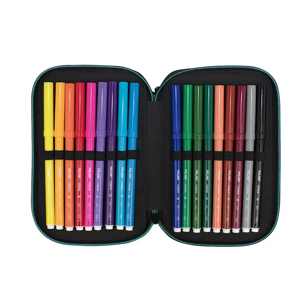 244626-EC Pernica trostruka sa priborom MILAN Sunset serija, black and pink P12