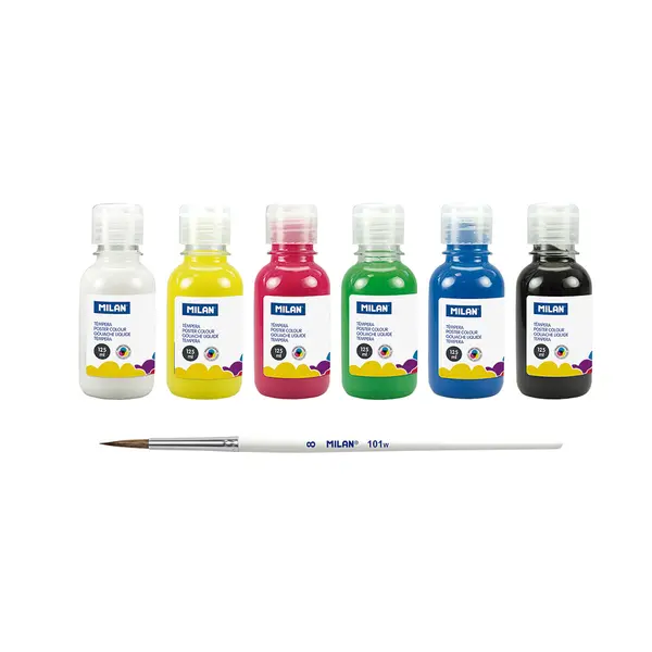 245318-EC Tempera set 6 boja X 125ml MILAN sa kistom i paletom za miješanje boja P12
