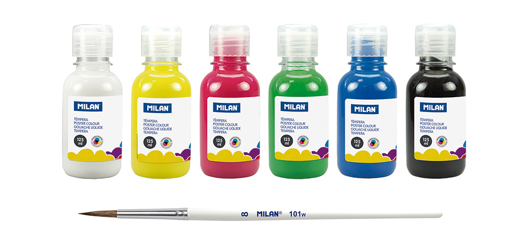 245318-EC Tempera set 6 boja X 125ml MILAN sa kistom i paletom za miješanje boja P12