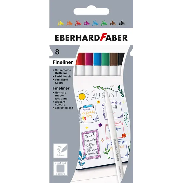 246296-EC Flomaster fineliner EBERHARD FABER GenTrend 0,4 set 8 boja P6/120